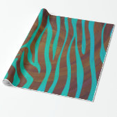 Zebra Brown und aquamariner Druck Geschenkpapier (Ungerollt)