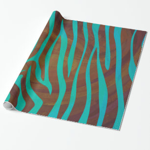 Zebra Brown und aquamariner Druck Geschenkpapier