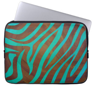 Zebra Brown und aquamariner Druck Laptopschutzhülle