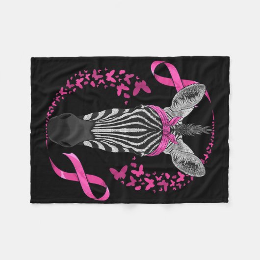 Zebra Brustkrebs-Bewusstsein Pink Bandana Krebs Fleecedecke (Vorderseite (Horizontal))