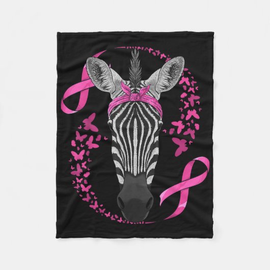 Zebra Brustkrebs-Bewusstsein Pink Bandana Krebs Fleecedecke (Vorderseite)