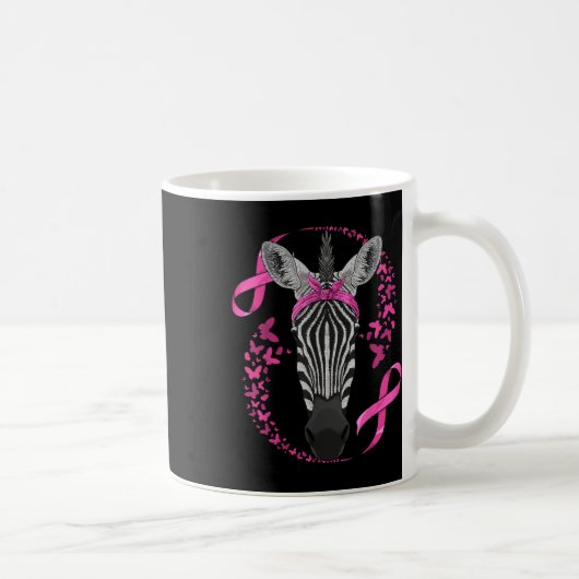 Zebra Brustkrebs-Bewusstsein Pink Bandana Krebs Kaffeetasse (Rechts)