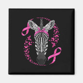 Zebra Brustkrebs-Bewusstsein Pink Bandana Krebs Magnet (Vorne)