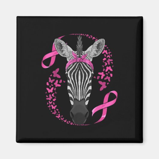 Zebra Brustkrebs-Bewusstsein Pink Bandana Krebs Magnet (Vorne)