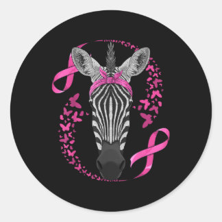 Zebra Brustkrebs-Bewusstsein Pink Bandana Krebs Runder Aufkleber