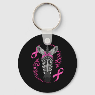 Zebra Brustkrebs-Bewusstsein Pink Bandana Krebs Schlüsselanhänger