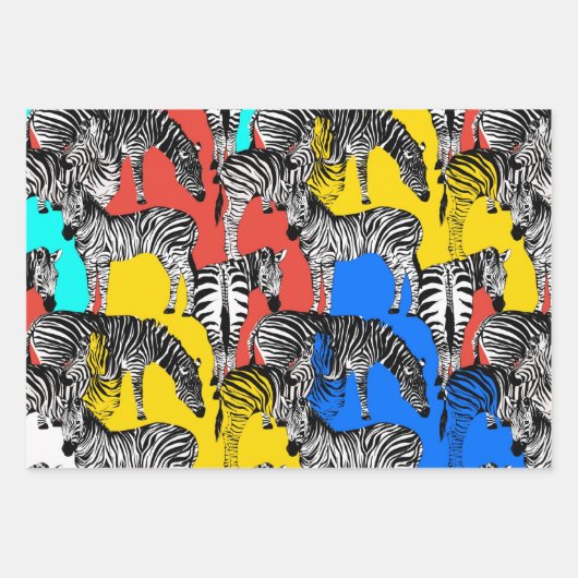 Zebra, bunte Pop-Kunst, abstrakt, Tiere          Geschenkpapier Set (Vorderseite 2)
