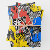 Zebra, bunte Pop-Kunst, abstrakt, Tiere          Geschenkpapier Set (Beispiel)