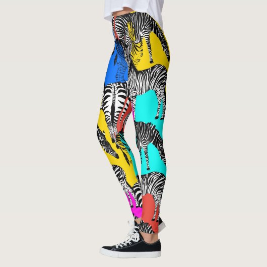 Zebra, bunte Pop-Kunst, abstrakt, Tiere           Leggings (Links)
