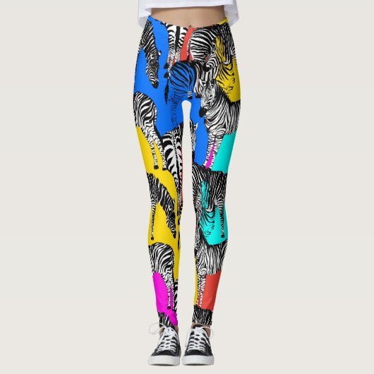 Zebra, bunte Pop-Kunst, abstrakt, Tiere Leggings (Vorderseite)