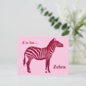 Zebra - Burgund und Rosa Postkarte (Stehend Vorderseite)