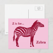Zebra - Burgund und Rosa Postkarte (Vorne/Hinten)