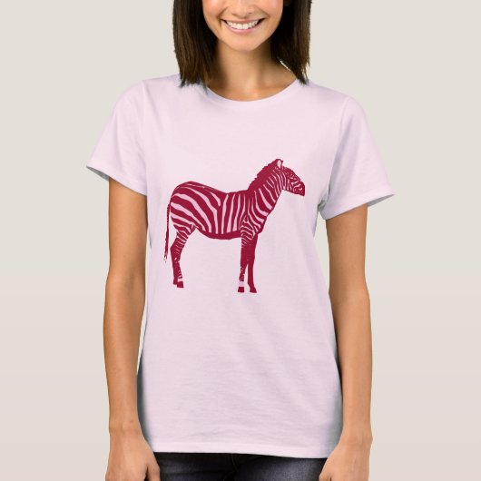 Zebra - Burgund und Rosa T-Shirt (Vorderseite)