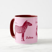 Zebra - Burgund und Rosa Tasse (Vorderseite Links)