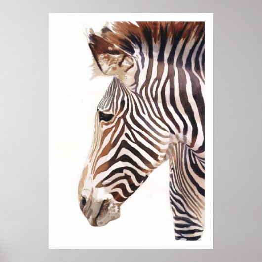 "Zebra Bust" Zebra Wildlife Watercolor Poster (Vorne)