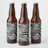Zebra Camouflage Black and White Artistic Pattern Bierflaschenetikett (Flaschen)