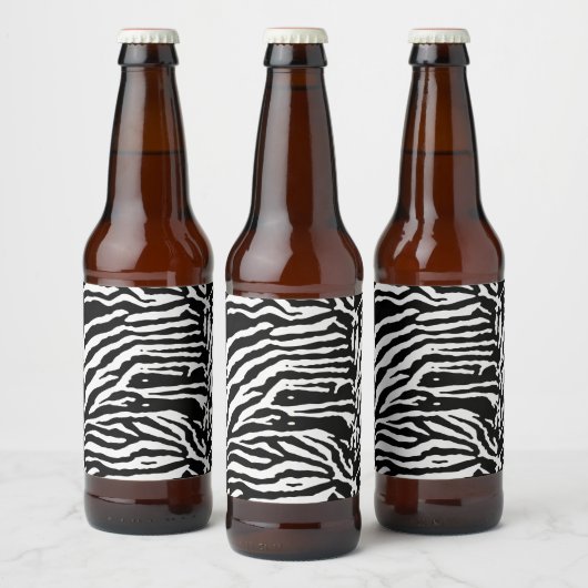 Zebra Camouflage Black and White Artistic Pattern Bierflaschenetikett (Flaschen)