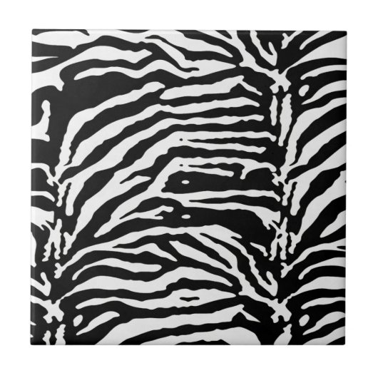 Zebra Camouflage Black and White Artistic Pattern Fliese (Vorderseite)