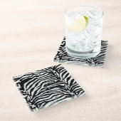 Zebra Camouflage Black and White Artistic Pattern Glasuntersetzer (Schrägansicht)