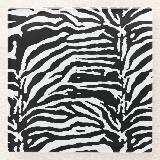 Zebra Camouflage Black and White Artistic Pattern Glasuntersetzer (Vorderseite)