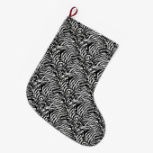 Zebra Camouflage Black and White Artistic Pattern Großer Weihnachtsstrumpf (Vorderansicht (hängend))
