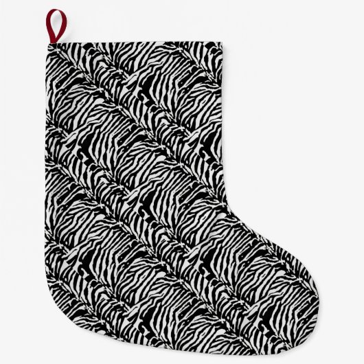 Zebra Camouflage Black and White Artistic Pattern Großer Weihnachtsstrumpf (Vorderseite)