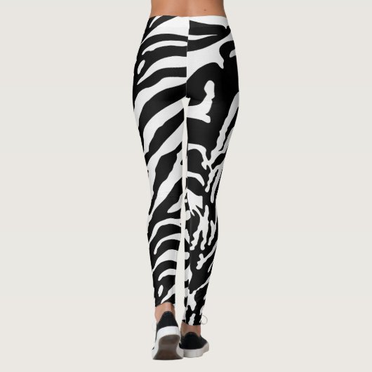 Zebra Camouflage Black and White Artistic Pattern Leggings (Rückseite)