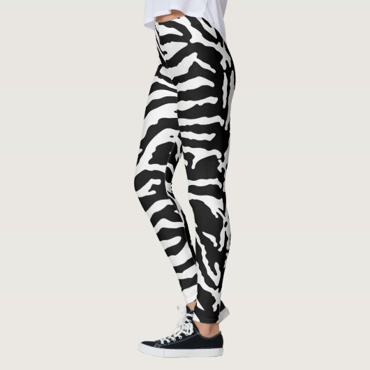 Zebra Camouflage Black and White Artistic Pattern Leggings (Links)
