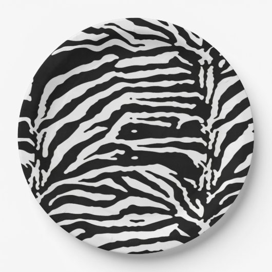 Zebra Camouflage Black and White Artistic Pattern Pappteller (Vorderseite)