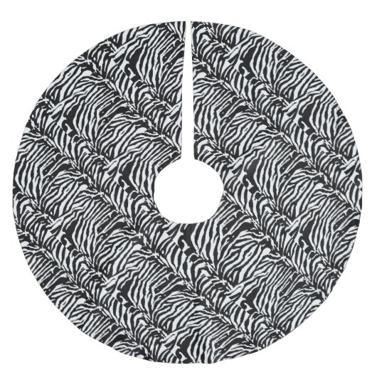 Zebra Camouflage Black and White Artistic Pattern Polyester Weihnachtsbaumdecke (Vorderseite)