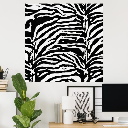 Zebra Camouflage Black and White Artistic Pattern Poster (Heimbüro)
