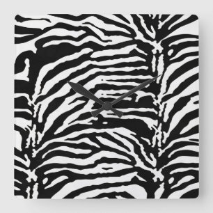 Zebra Camouflage Black and White Artistic Pattern Quadratische Wanduhr