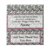 Zebra Candy Bar Wrapper-Gastgeschenke Notizblock (Vorderseite)