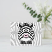 Zebra-Cartoon mit Streifen Postkarte (Stehend Vorderseite)