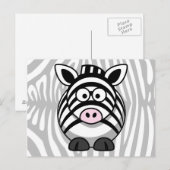Zebra-Cartoon mit Streifen Postkarte (Vorne/Hinten)