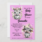 Zebra Cartoon niedliche Dschungelsafari Mädchen Gl Einladung (Vorderseite)