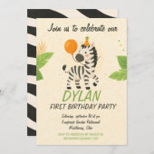 Zebra Cartoon Textured Stripes Pattern – Black & C Einladung (Vorne/Hinten)