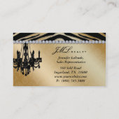 Zebra Chandelier Jewelier Black Gold Visitenkarte (Rückseite)