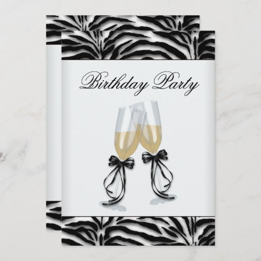 Zebra Chandelier Womans Zebra Birthday Party Einladung (Vorne/Hinten)