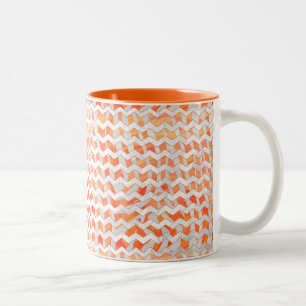 Zebra Chevron Orange und Weiß Zweifarbige Tasse