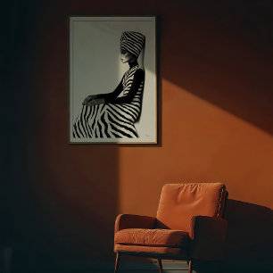 Zebra Chic: Graphic Monochrome Mode Poster