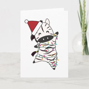 Zebra Christmas Fairy Lights Niedlicher Tiere Kind Karte