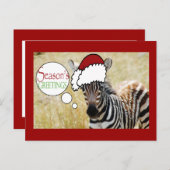 Zebra Christmas Froher Festtage Feiertagspostkarte (Vorne/Hinten)