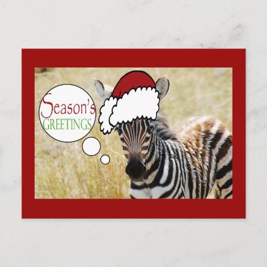 Zebra Christmas Froher Festtage Feiertagspostkarte (Vorderseite)