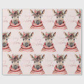 Zebra Christmas | Rosa und frohe Weihnachten Geschenkpapier (Flach)