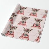 Zebra Christmas | Rosa und frohe Weihnachten Geschenkpapier (Ungerollt)