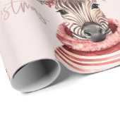 Zebra Christmas | Rosa und frohe Weihnachten Geschenkpapier (Rolleneckpunkt)