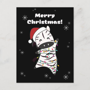 Zebra Christmas Zebras Winter Animals Feiertagspostkarte