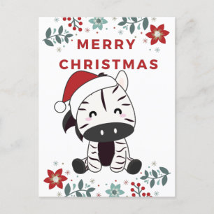 Zebra Christmas Zebras Winter Animals Feiertagspostkarte