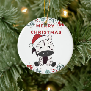Zebra Christmas Zebras Winter Animals Keramik Orna Ornament